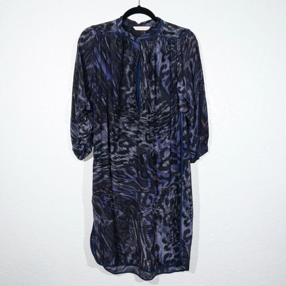 Rebecca Taylor Blue Animal Print Silk Dress Size 6
